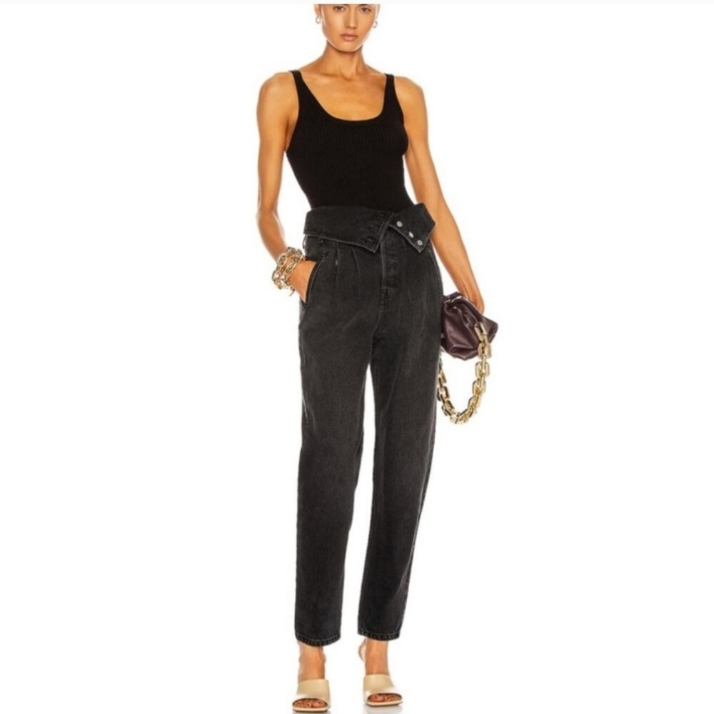 RE/DONE Original 80s Foldover Black Jeans in Vintage Noir Size 29